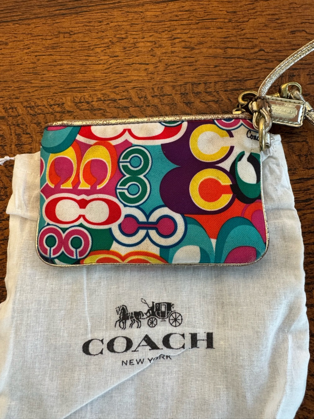 Coach Poppy Pop C Graffiti Multicolor Wristlet Pouch Good Trim - Picture 2 of 5